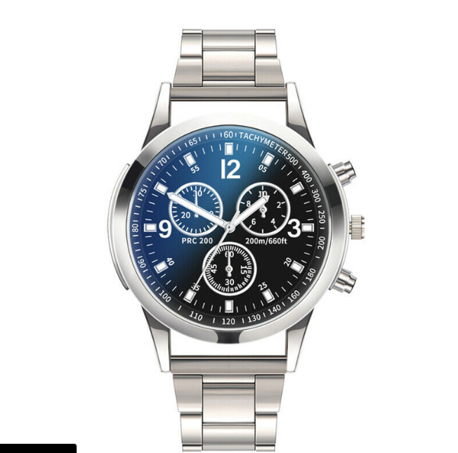 Men&#39;s fashion silver with blue dial