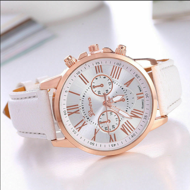 Women&#39;s rose gold dial with white strap