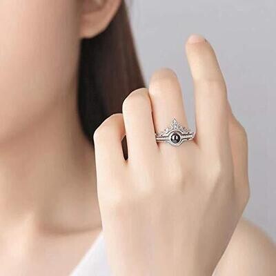 I Love You Ring 100 Languages Lovers Queen Crown Ring for Men &amp; Women
