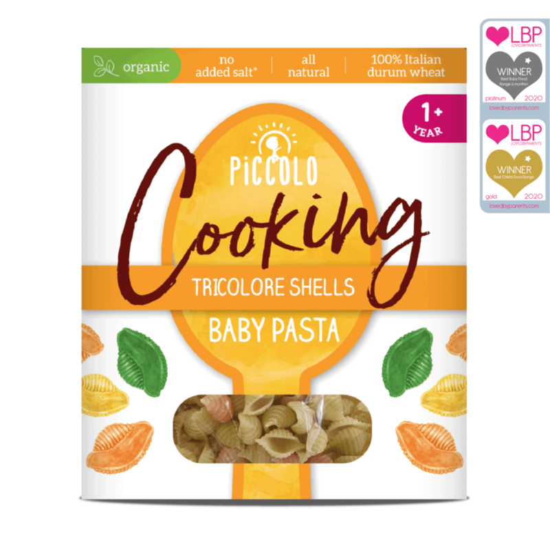 Piccolo Organic Cooking Tricolore Shells Baby Pasta