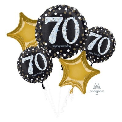 Happy 70th Birthday - Black and Gold Bouquet