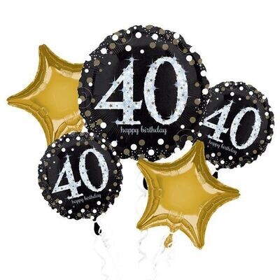 Happy 40th Birthday - Black and Gold Bouquet