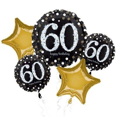 Happy 60th Birthday - Black and Gold Bouquet