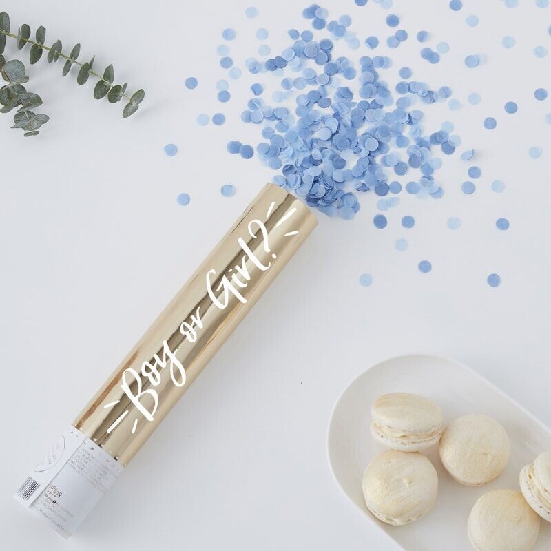 Gender Reveal Confetti Cannon with Blue Boy Confetti