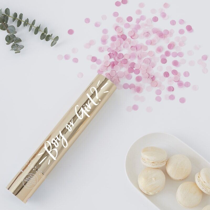 Gender Reveal Confetti Cannon with Pink Girl Confetti