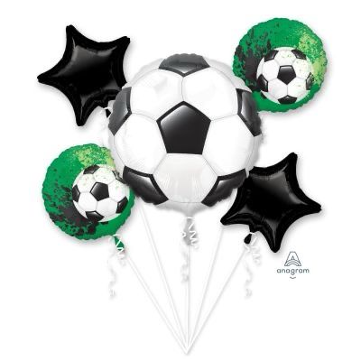 SOCCER BALL 5PK HELIUM BALLOON BOUQUET