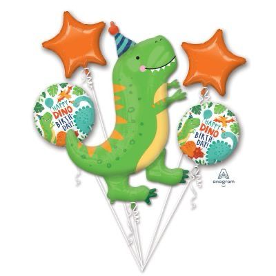 DINO-MITE PARTY DINOSAUR 5PK HELIUM BALLOON BOUQUET