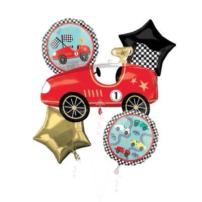 RACE CARS 5PK HELIUM BALLOON BOUQUET