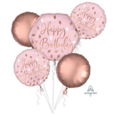 BLUSH BIRTHDAY 5PK HELIUM BALLOON BOUQUET