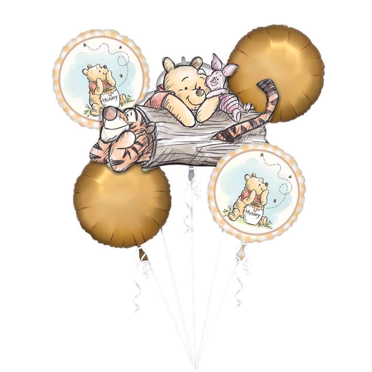 WINNIE THE POOH 5PK HELIUM BALLOON BOUQUET