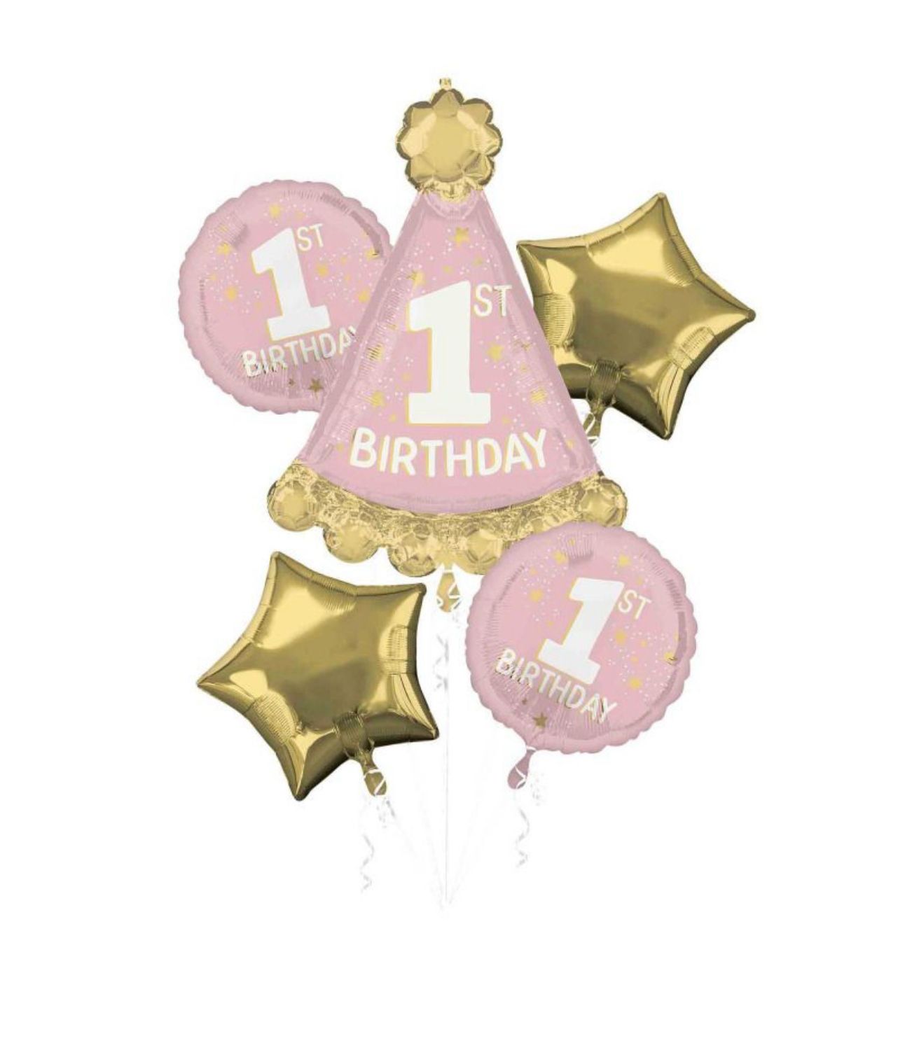 LITTLE MISS ONE-DERFUL IST BIRTHDAY 5PK HELIUM BALLOON BOUQUET