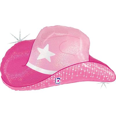 PINK COWGIRL HAT HELIUM FOIL BALLOON