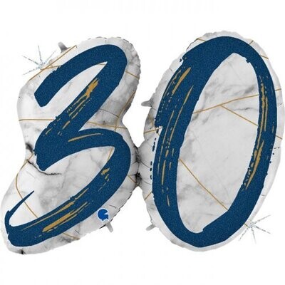 30th Birthday - Double Digit Marble Mate Blue