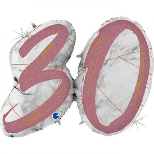 30th Birthday - Double Digit Marble Mate Pink