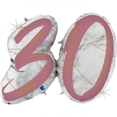 30th Birthday - Double Digit Marble Mate Pink