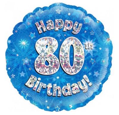 80th Sparkling Foil Blue