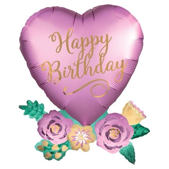 Happy Birthday floral Heart Super Shape Foil