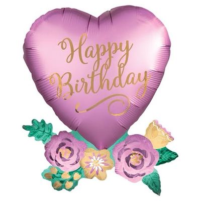 Happy Birthday floral Heart Super Shape Foil