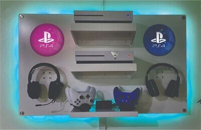 Gaming Console Wall Mount Organiser - Double - PS4