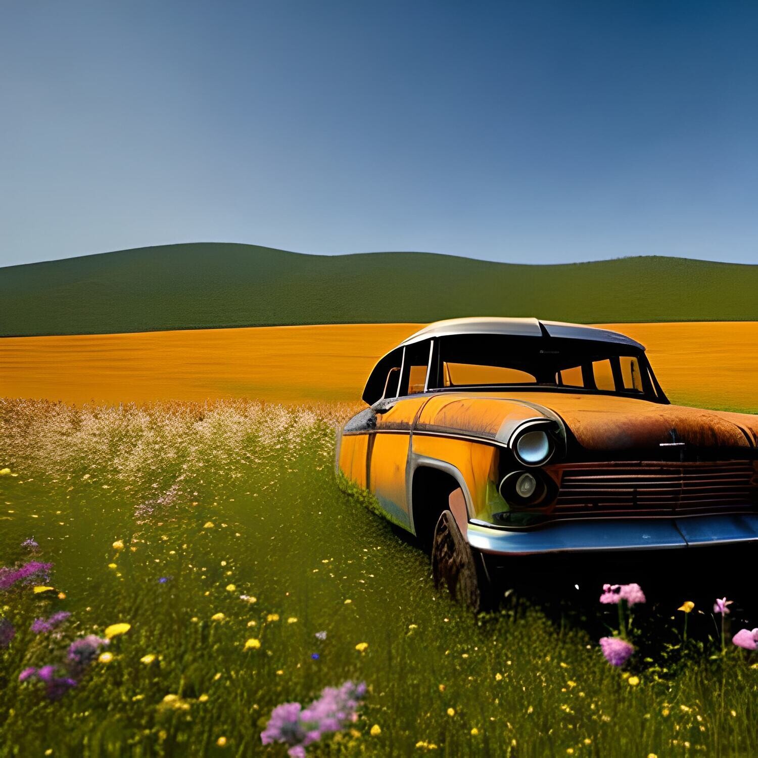 Cars in the field 8