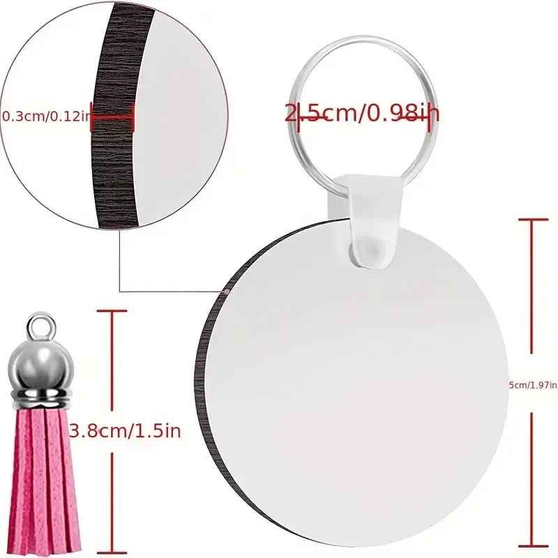 Round Sublimation Keychain Blank | Double-Sided MDF with Tassel