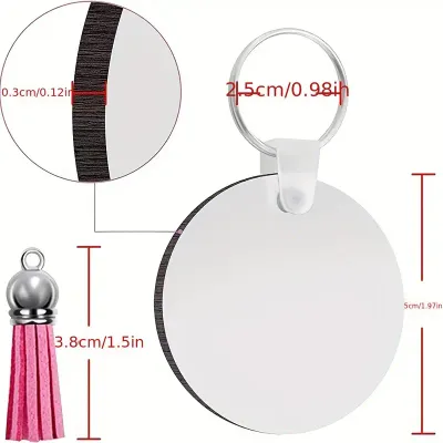 Round Sublimation Keychain Blank | Double-Sided MDF with Tassel