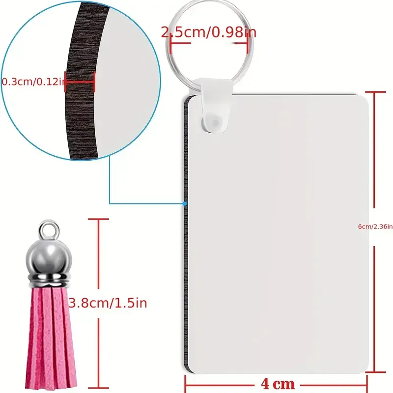 Rectangle Sublimation Keychain Blank | Double-Sided MDF with Tassel