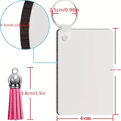 Rectangle Sublimation Keychain Blank | Double-Sided MDF with Tassel