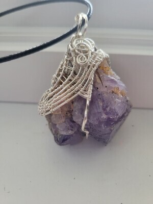 Pendant Large Chunk  Spider Web Amethyst  #1 Wrapped by Janelle