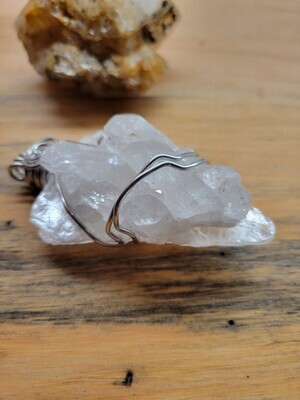 Pendant Selenite &amp; Quartz Large Pendant- Previously Loved- Worn Twice .WAS$125