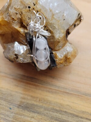 Pendant Rough Shungite with Rose Quartz- Created by Judy
