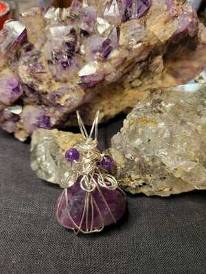 Pendant Fluorite with Amethyst beads- Created by JudyWAS$115