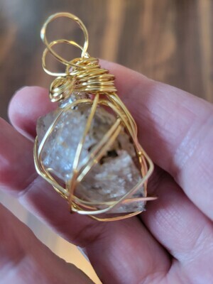 Pendant Herkimer Quartz Point(gold) - Created by Judy