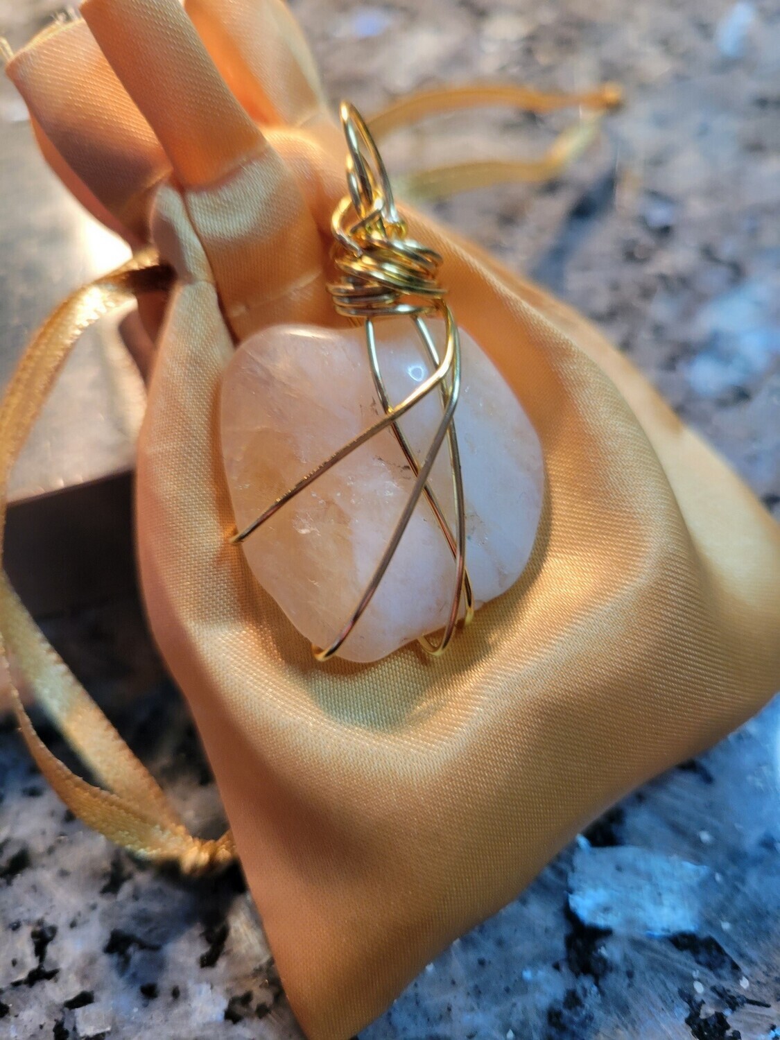 Pendant Citrine (gold color wire) - Created by Judy