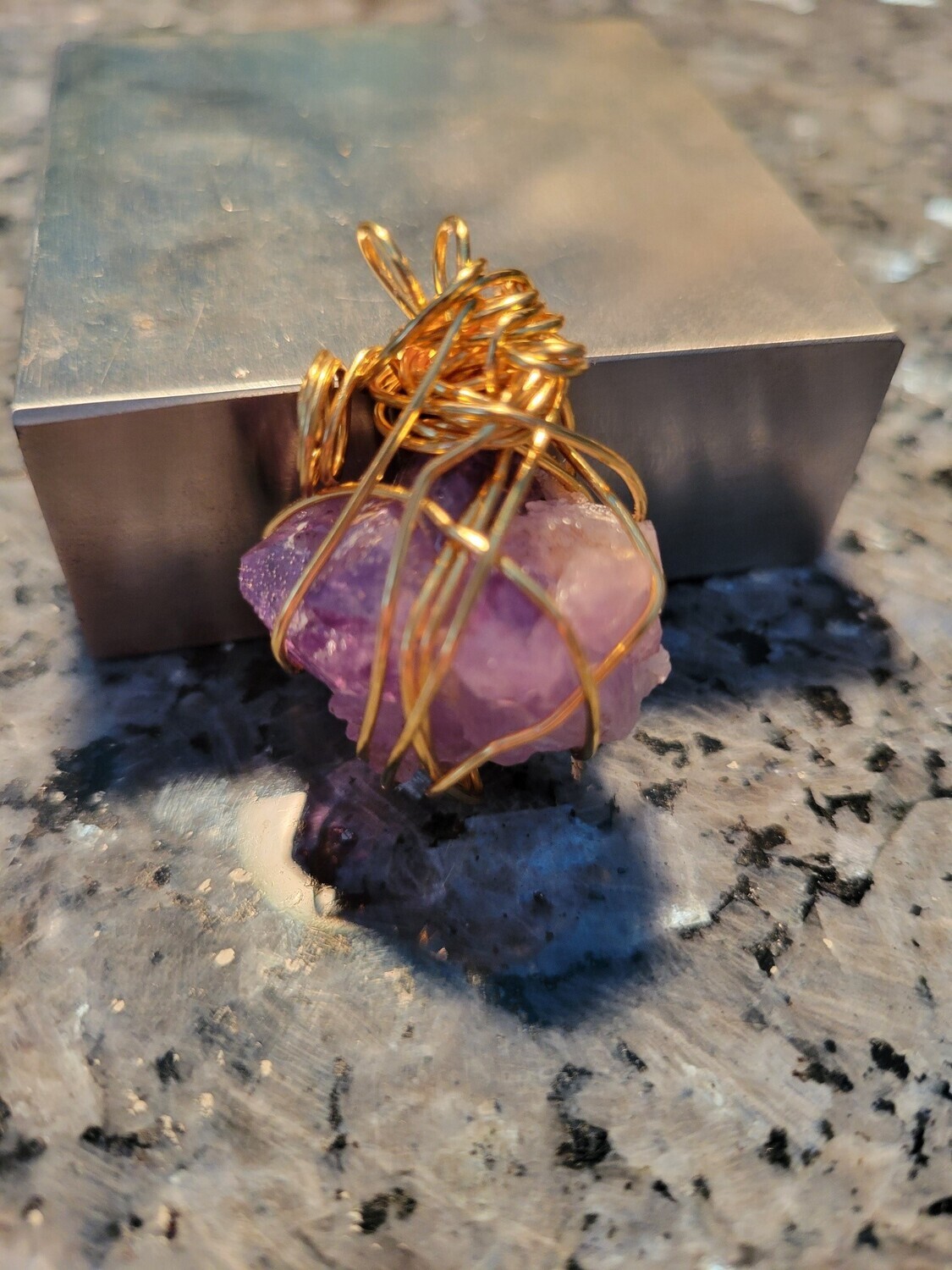 Pendant Amethyst Chunk (Gold) Created by Judy