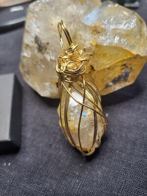 Pendant Herkimer Quartz (gold) - Created by Judy