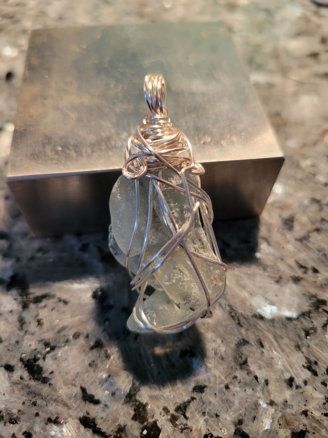Pendant Frosted Ocean Glass (Newfoundland) - Created by Judy