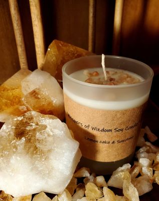 Judy&#39;s Soy Candle -Chakra Solar Plexus - Lemon &amp; sunstone