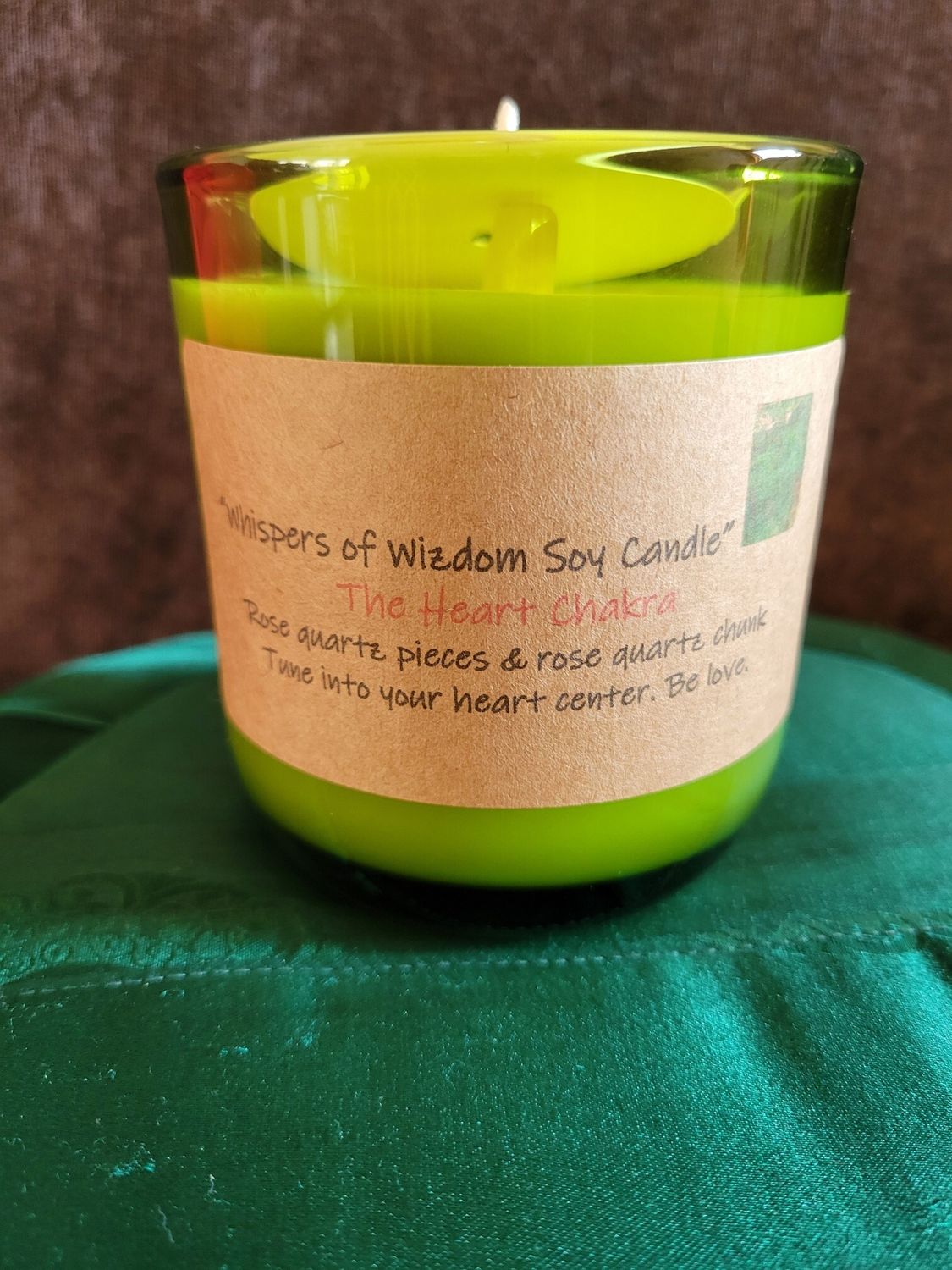 Judy&#39;s Soy Candle -Chakra Heart with Rose Quartz (LARGE)