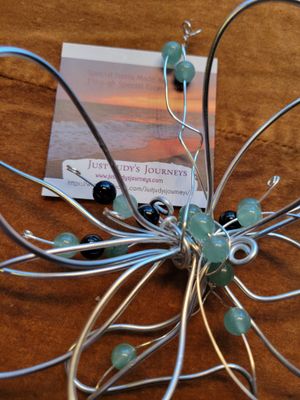 Wall Hanging-Flower of Peace- Green Aventurine &amp; Black Tourmaline