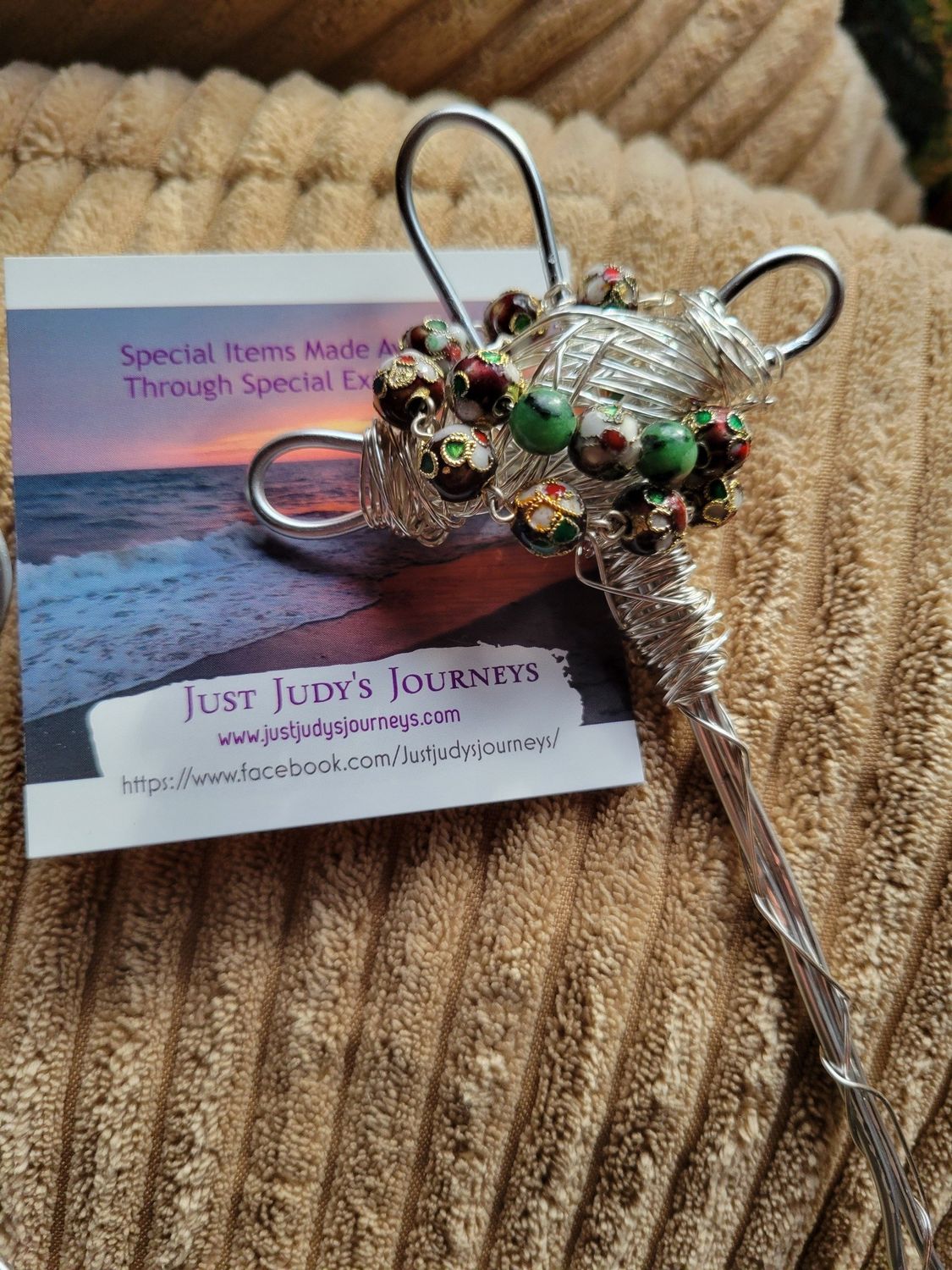 Judy&#39;s Hand-designed Cross - Beads &amp; Ruby Zoisite