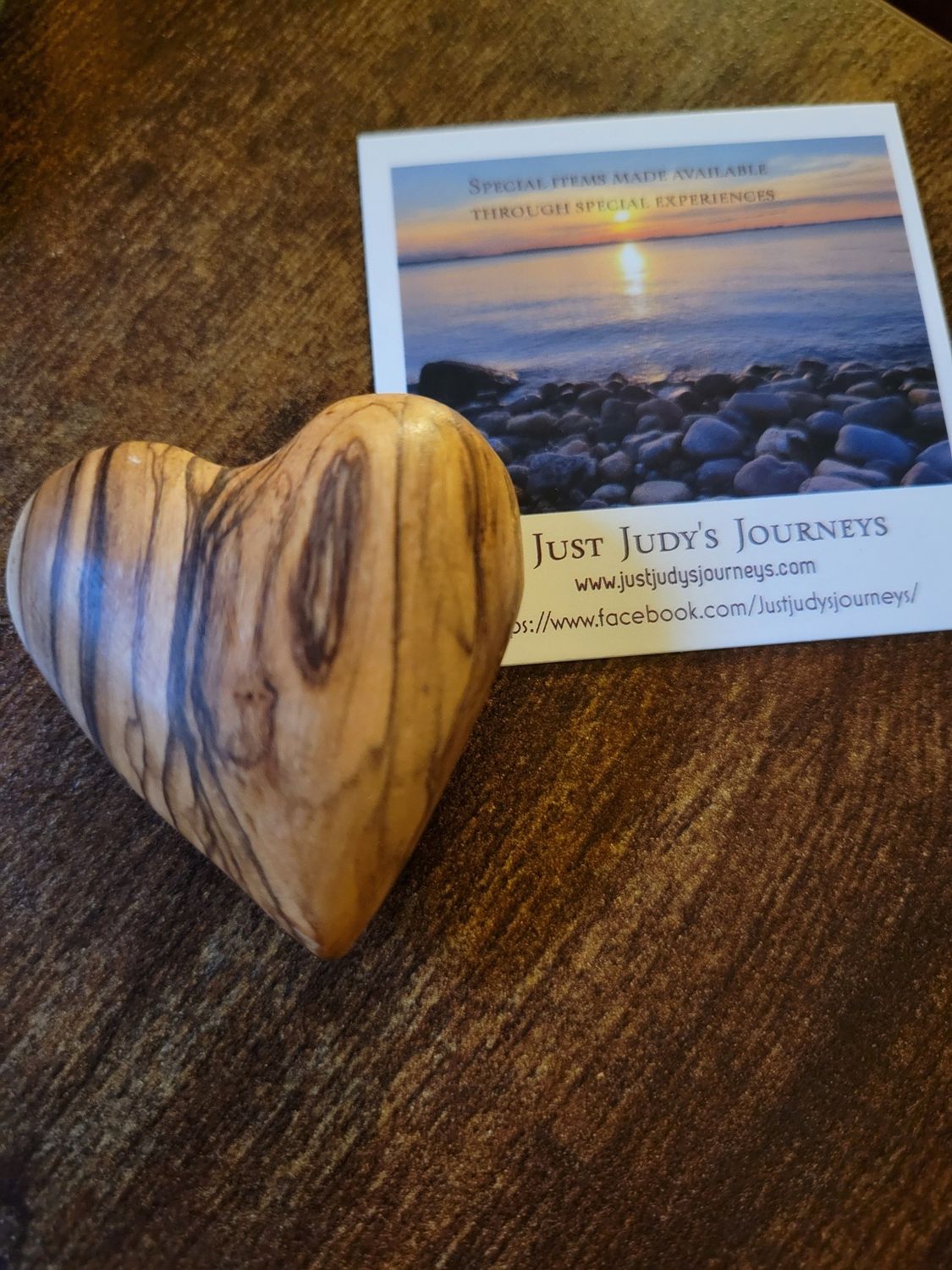 Carved Olive Wood Heart #2- Jerusalem.