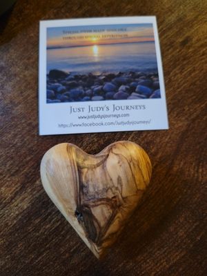 Carved Olive Wood Heart #3- Jerusalem.