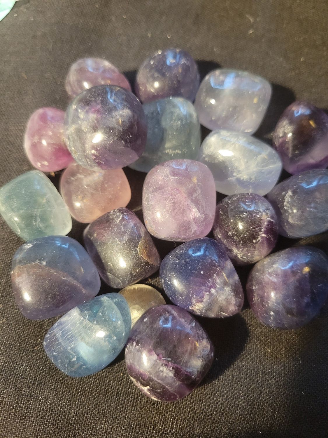 Crystal/Stone Individual Tumbled Assorted color Fluorite  (one piece) chosen for you