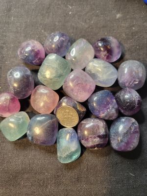 Crystal/Stone Tumbled Assorted color Fluorite  19 pieces!! WAS$95