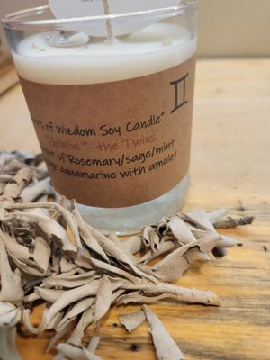 Judy&#39;s Soy Candle -Zodiac Gemini - Rosemary/Sage &amp; Mint