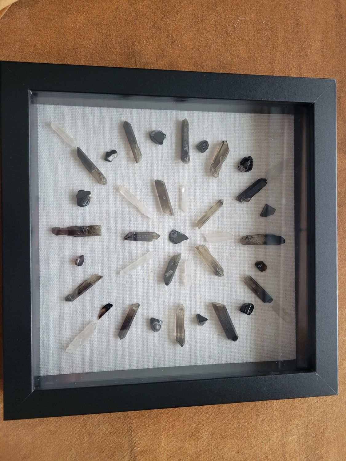 Crystal Grid-High Vibrational Tibetan Smoky Quartz/Shadow Box
