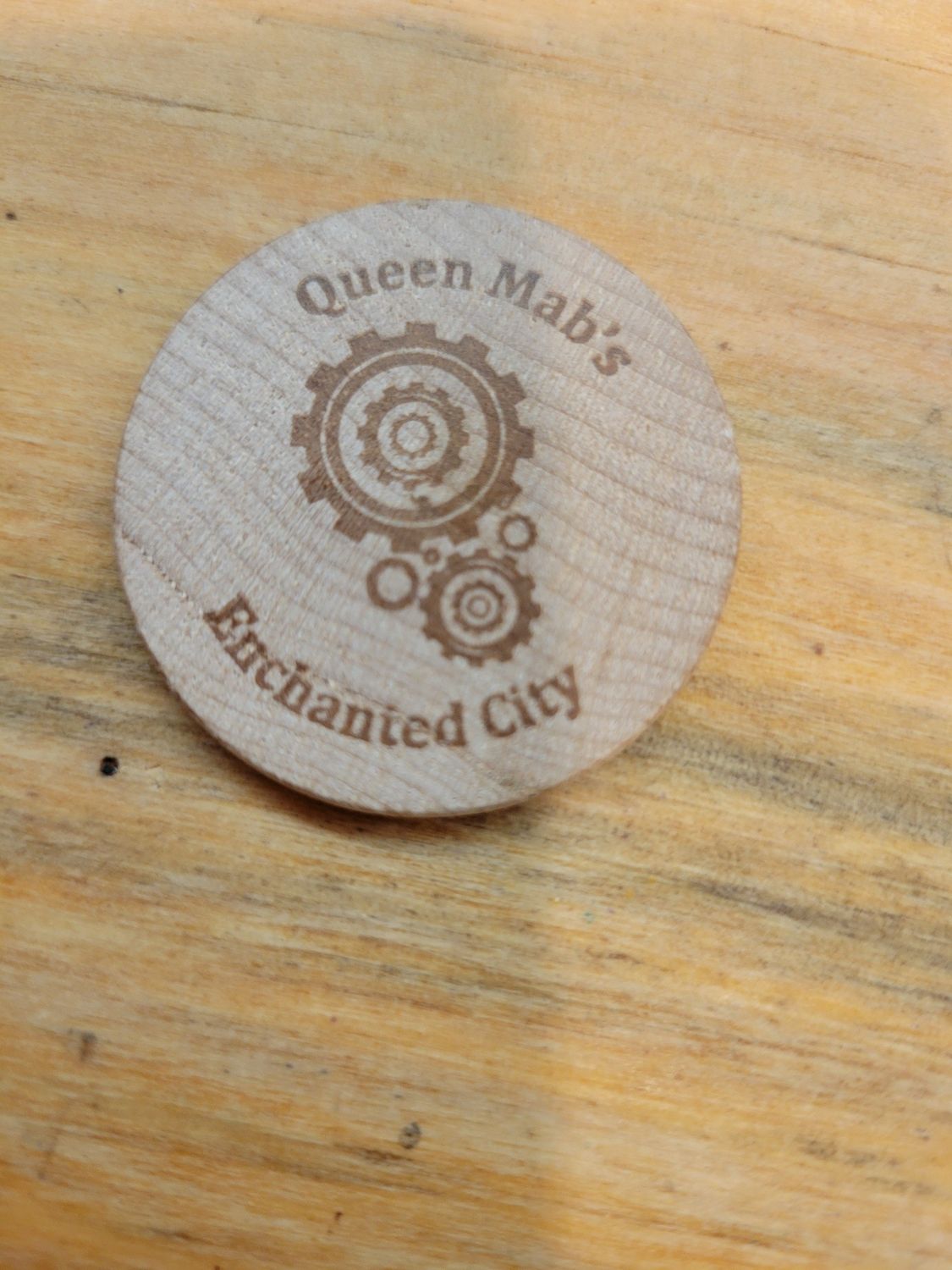 Wooden Tokens- From Queen Mab&#39;s Enchanted City Festival Keepsake (Troy NY)