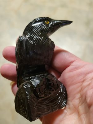 Crystal Black Obsidian Raven 4inch.
