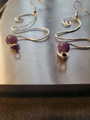 Judy's Hand-Designed Earrings- Not So Perfectly-Perfect #33 -Swirls-Snake with amethyst